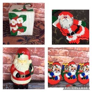 Vintage MCM Four piece Santa Clause Christmas Decor Set